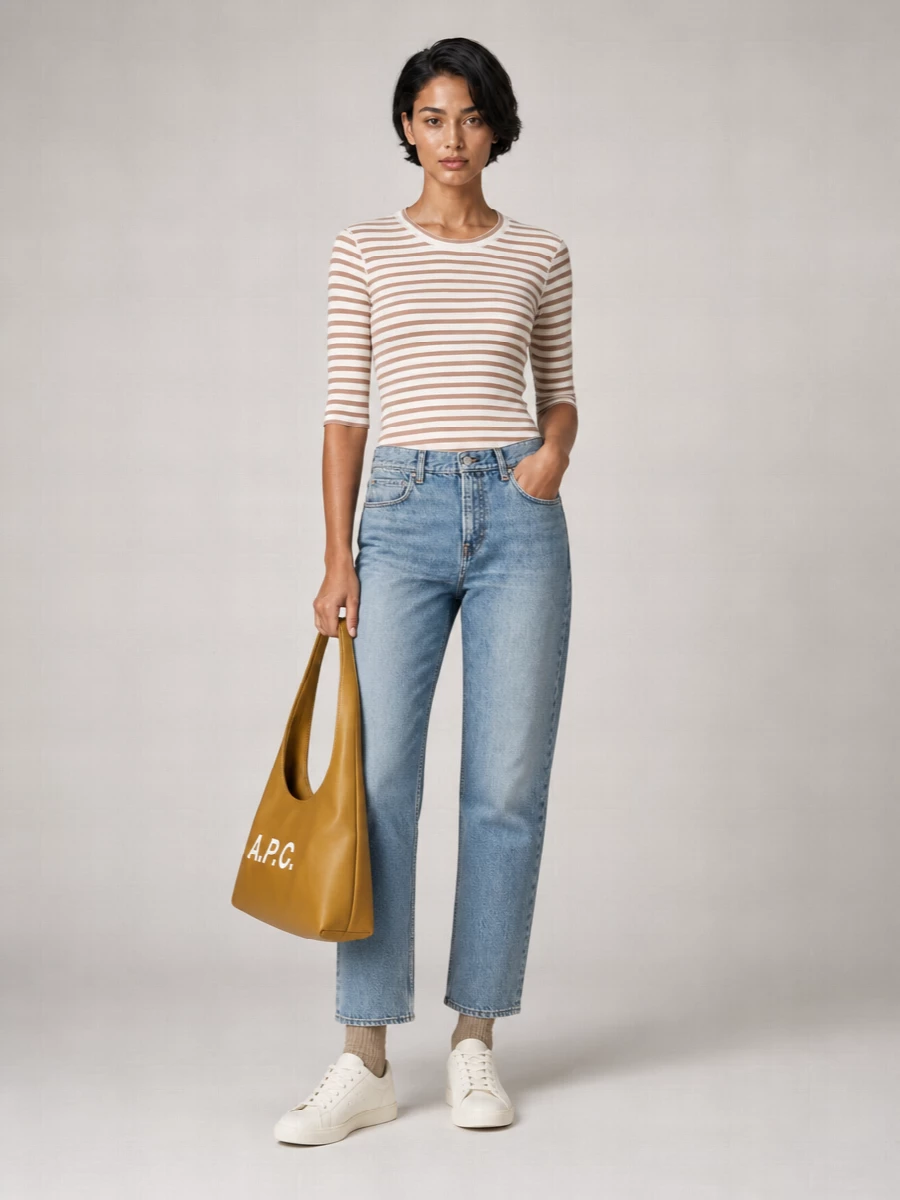 Closed Ribbed Slim-Fit Striped T-Shirt