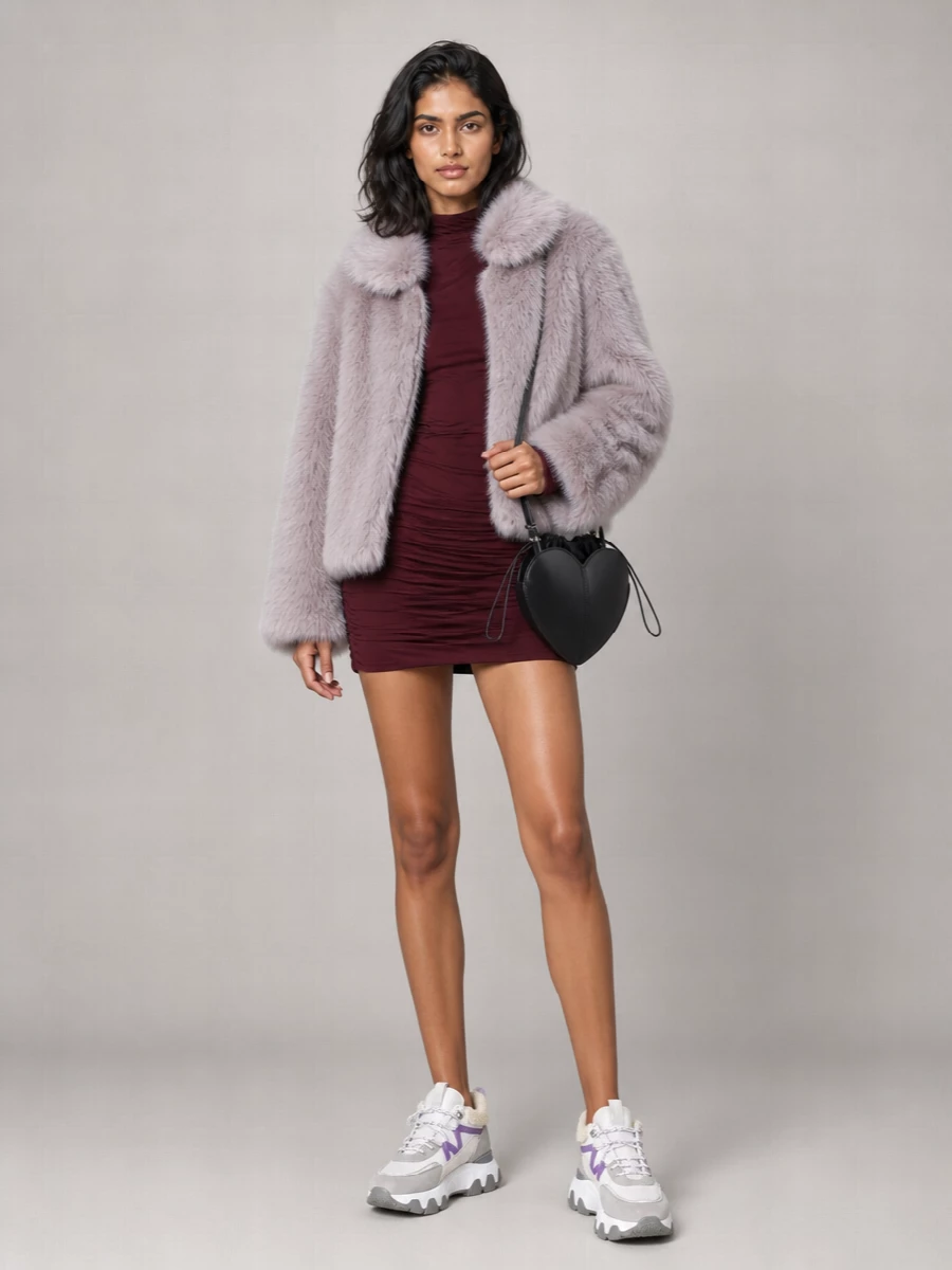 Rotate faux fur jacket