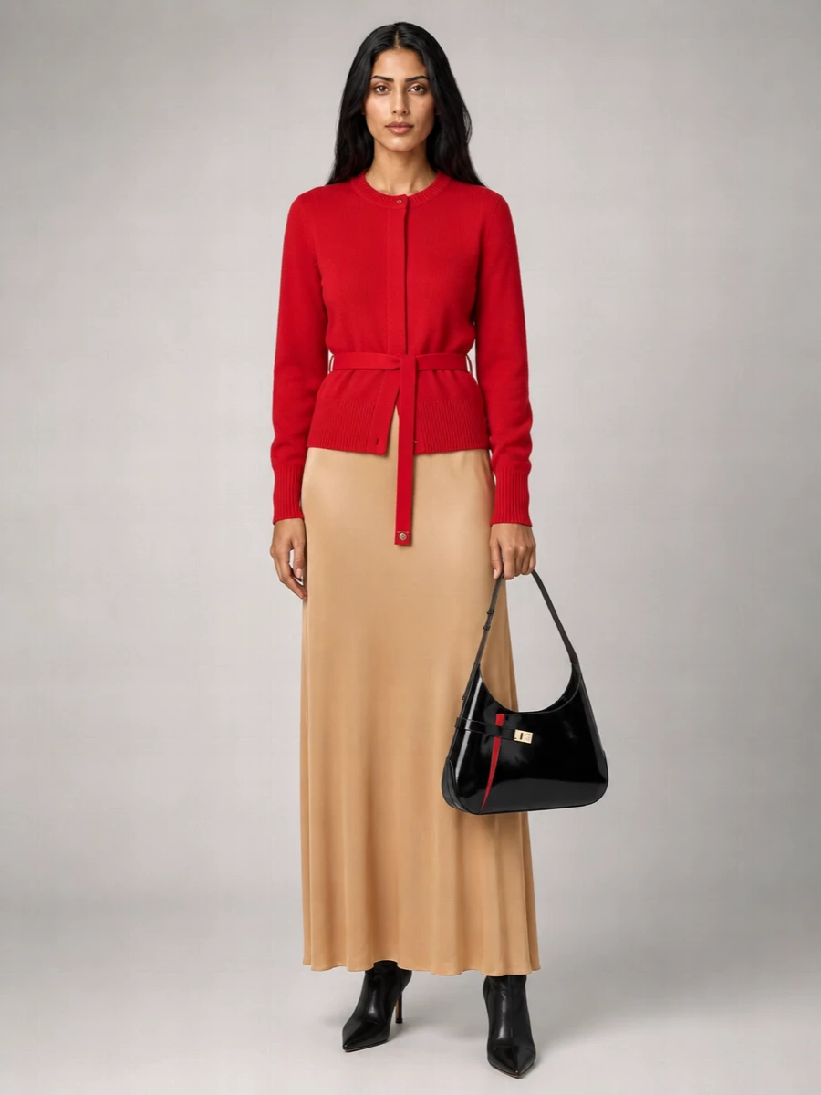 Ferragamo Cashmere Ribbed Cropped Belted Cardigan