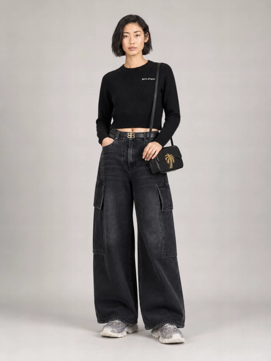Palm Angels Denim Wide-Leg Trousers