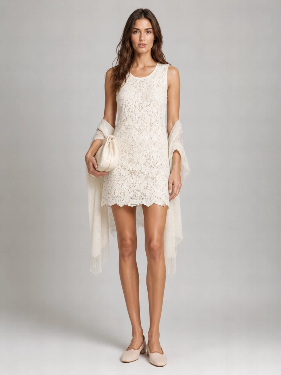 Comme Des Garçons Floral-Lace Sleeveless Mini Dress