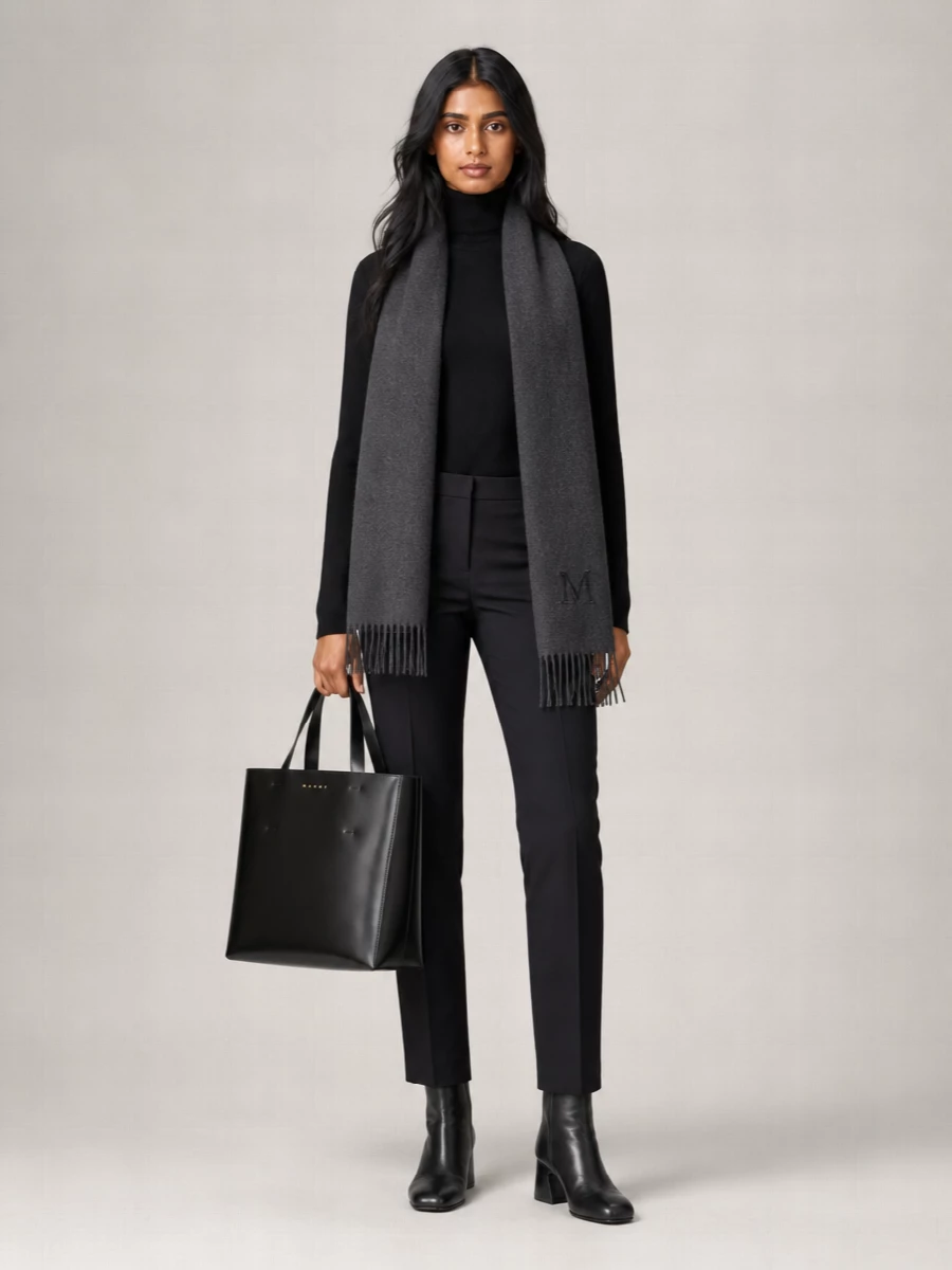S Max Mara cashmere wool fine rib-knit turtleneck sweater