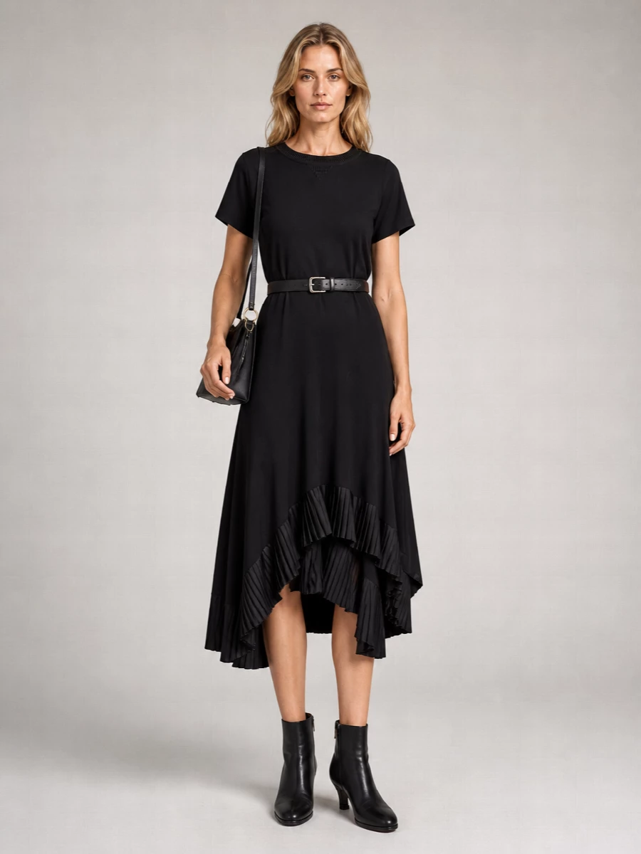 Sacai Cotton Pleated Midi Dress