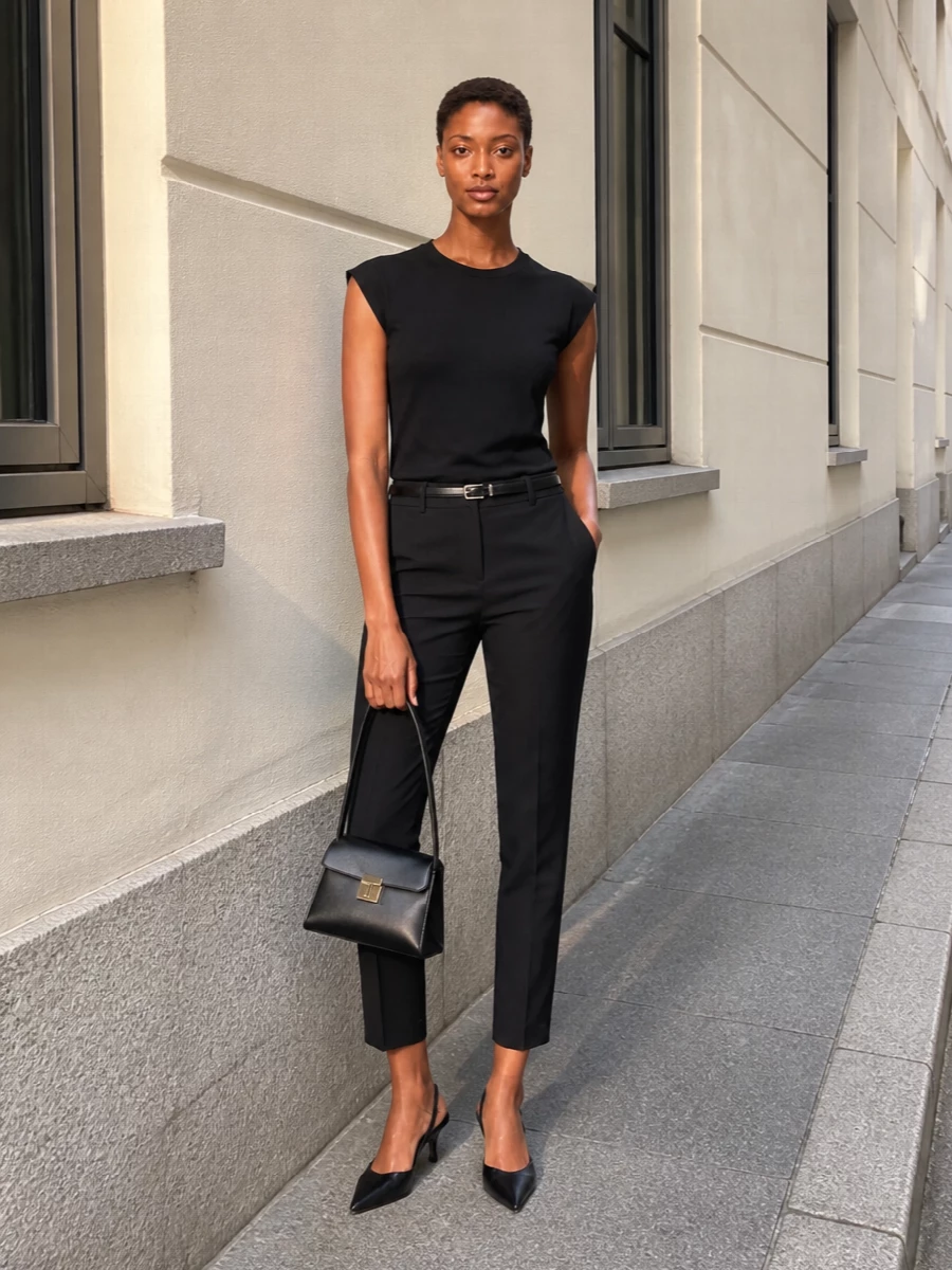 Ami paris black tailored outfit slingback heels