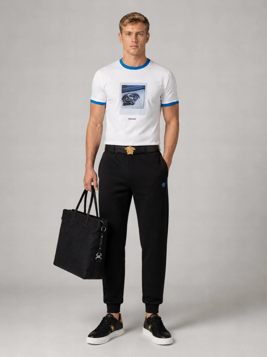 Versace Ribbed Trim Regular-Fit Cotton T-Shirt