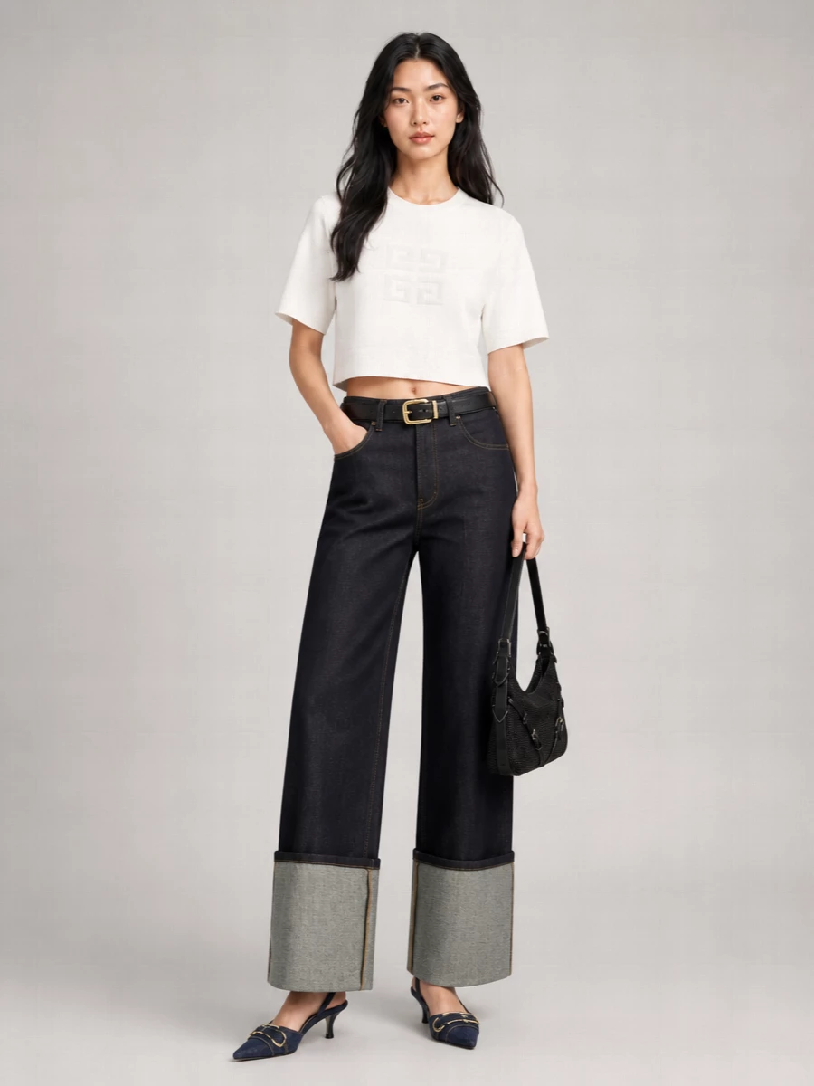 Givenchy Wide Leg Cropped Jeans