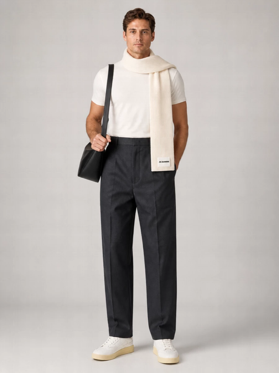 Jil Sander Ribbed Cotton Logo Print T-Shirt