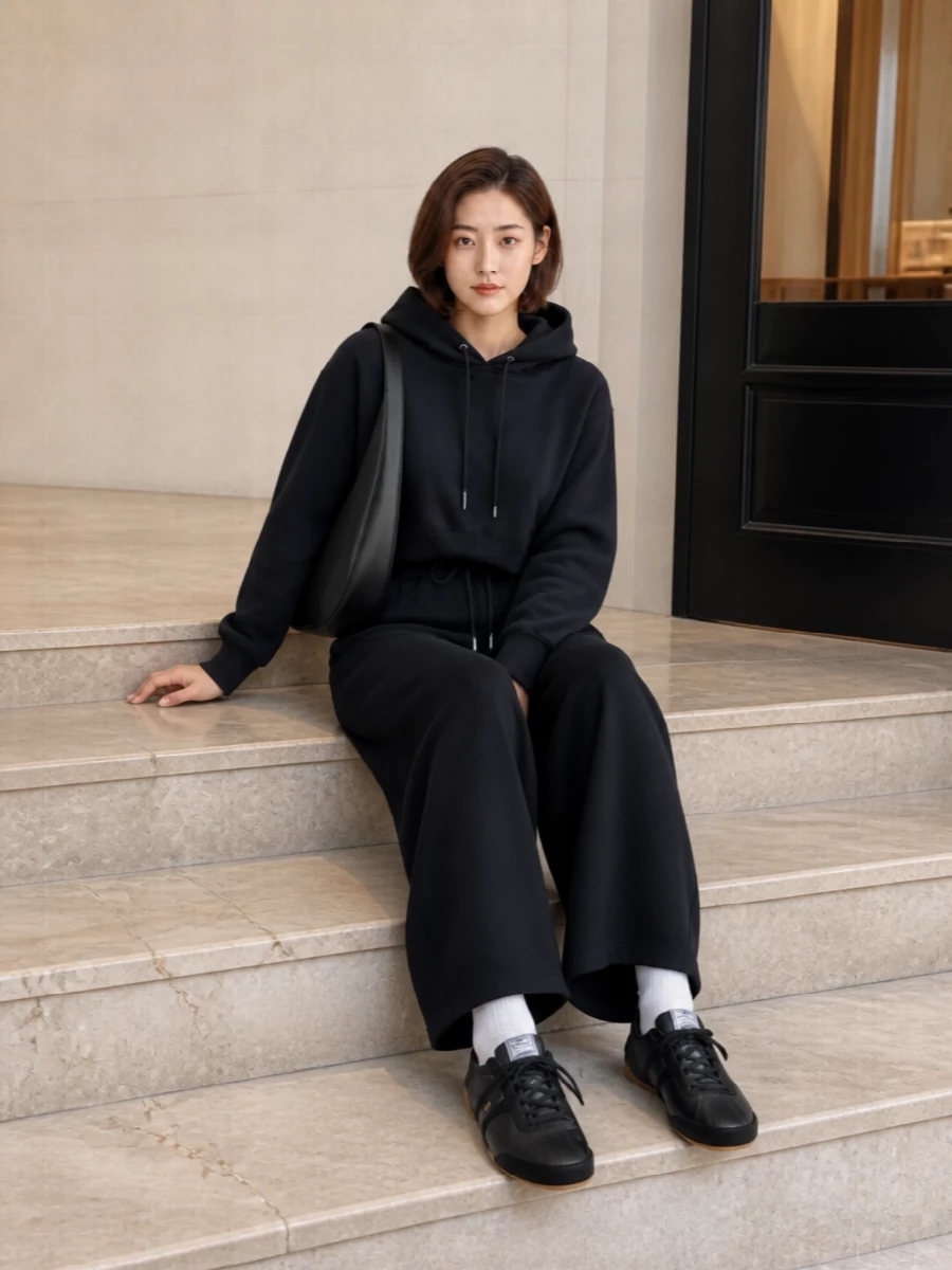 Sacai hoodie wide leg pants sneakers outfit