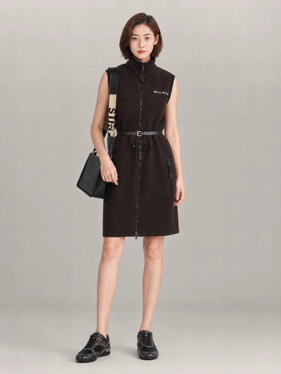 Miu Miu Sleeveless High Neck Knee-Length Dress