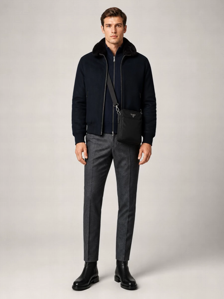 Moorer Wool Cashmere Padded Bomber Jacket