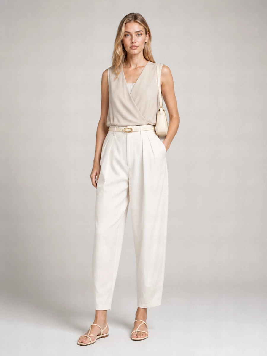 Alysi Satin V-Neck Sleeveless Top