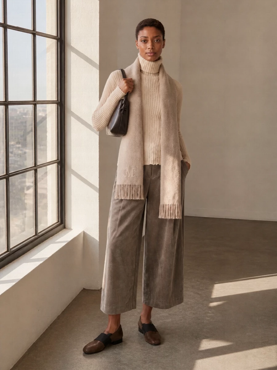 Uma wang turtleneck wide leg trousers outfit