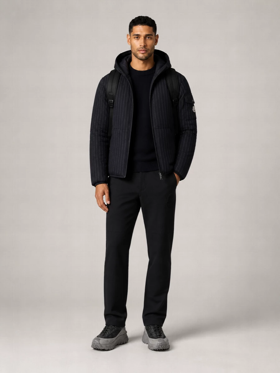 Moncler Wool Reversible Hooded Down Jacket