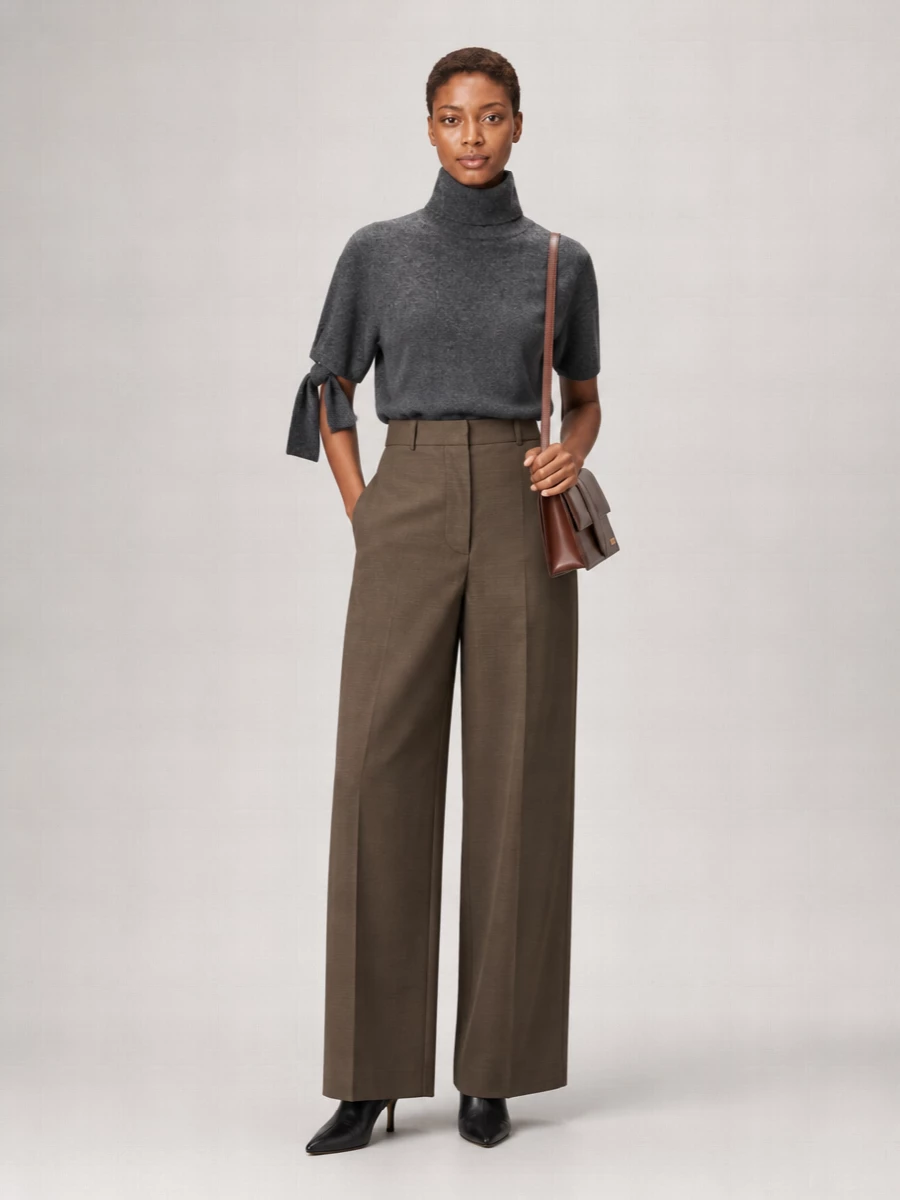 Jacquemus Cashmere-Blend Fitted Short-Sleeve Turtleneck Knitted Top