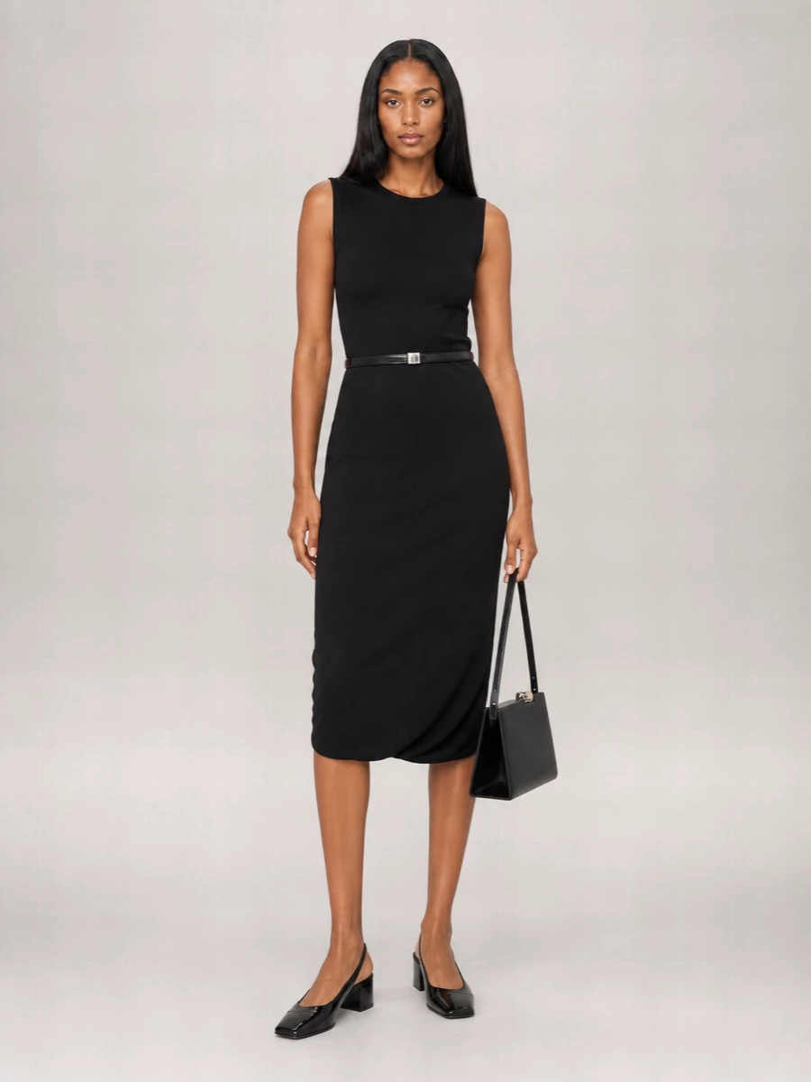 Lemaire Silk Sleeveless Crew-Neck Twisted-Hem Midi Dress