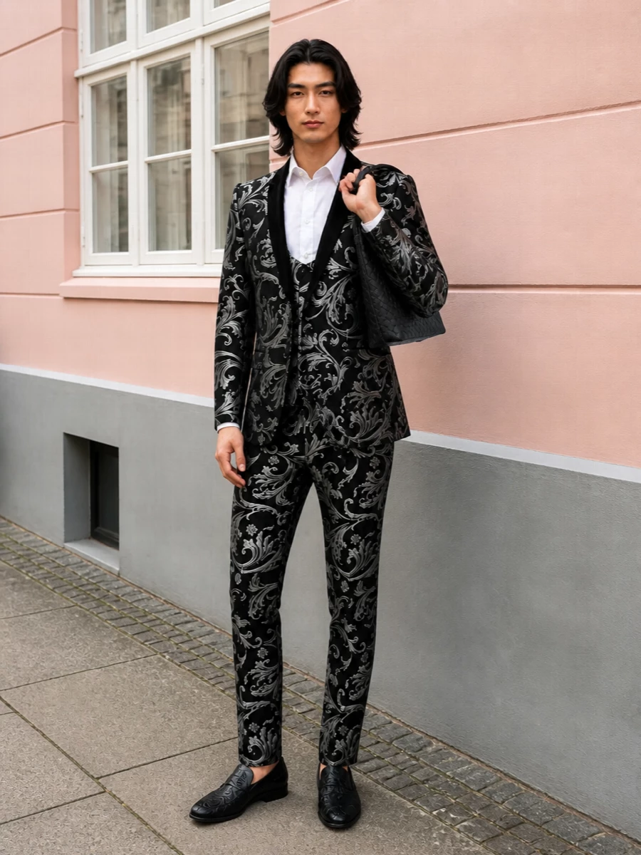 Dolce gabbana baroque coat black tux trousers