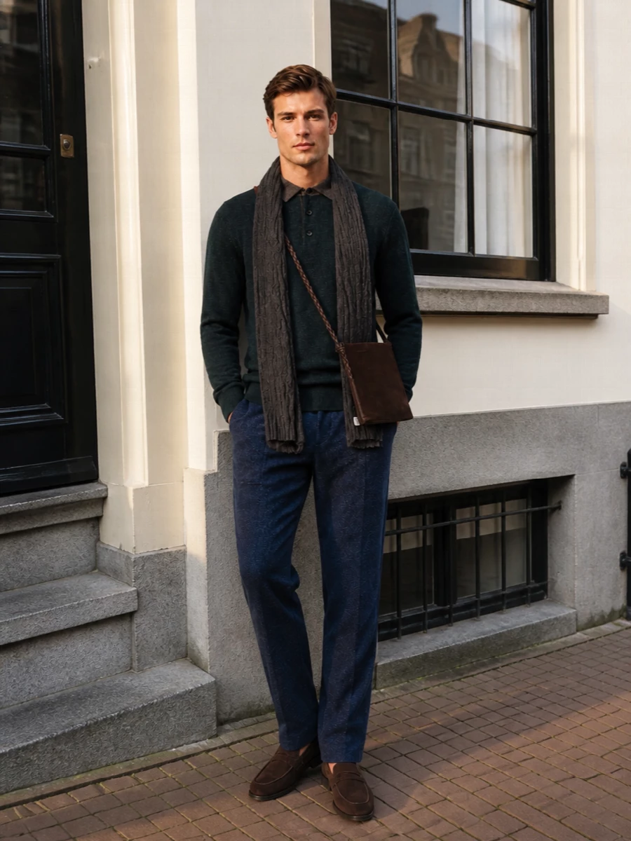 Paul smith knit polo tailored navy trousers