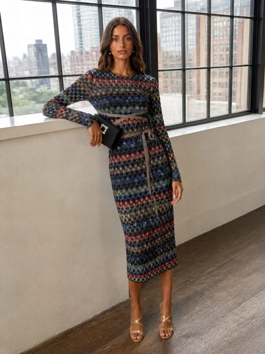 Missoni chevron dress gold louboutin heels