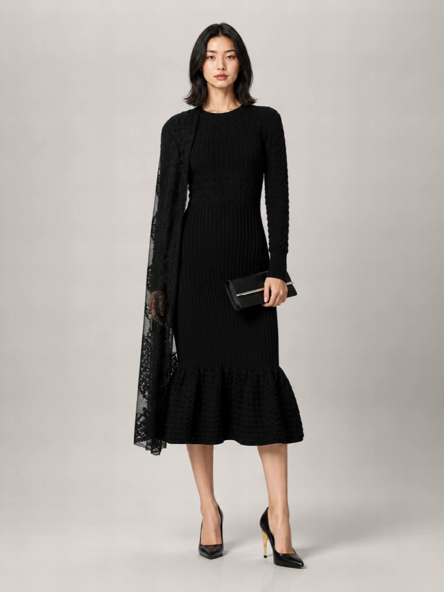 Alexander Mcqueen Ribbed-Knit Midi Dress