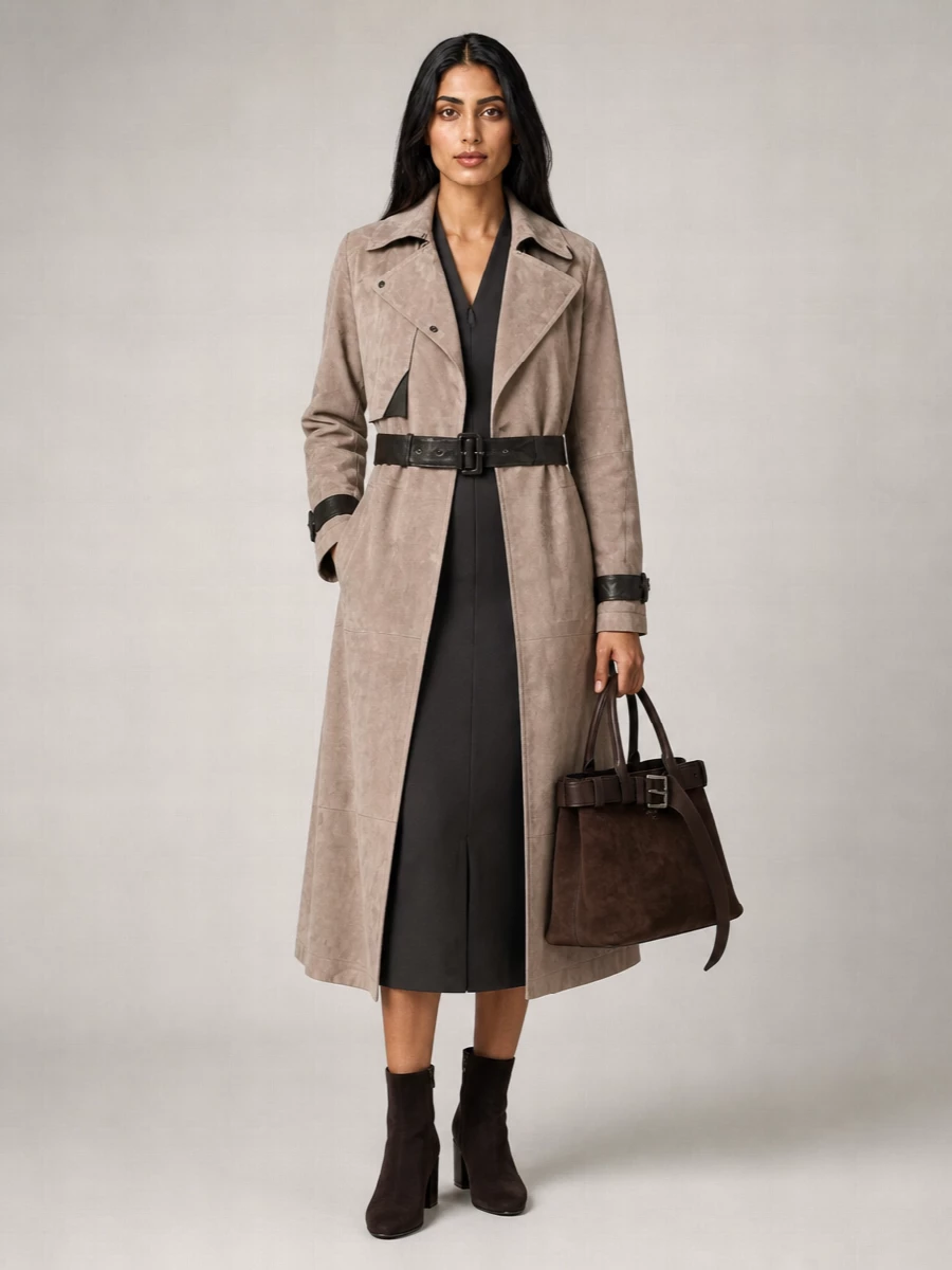 Emporio Armani Leather Belted Trench Coat