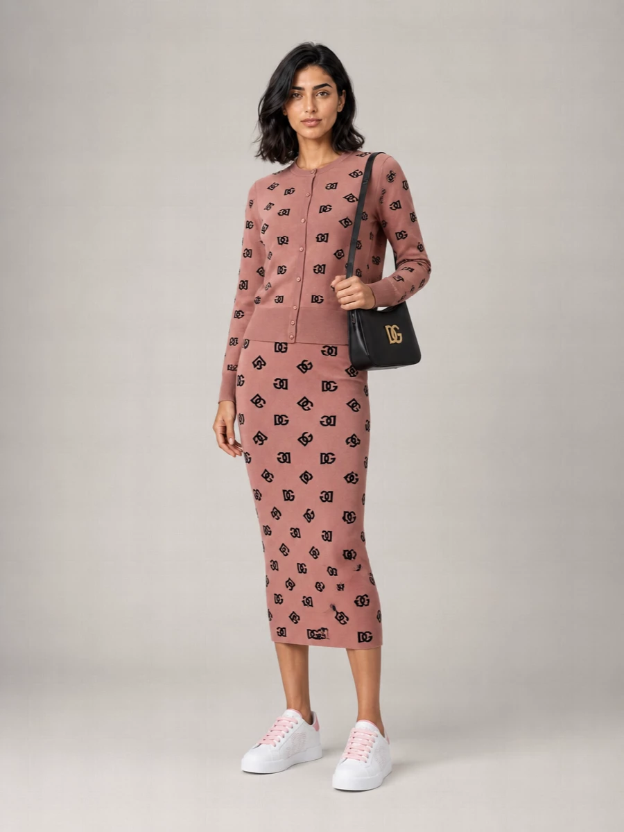 Dolce&Gabbana Logo Print Midi Pencil Skirt