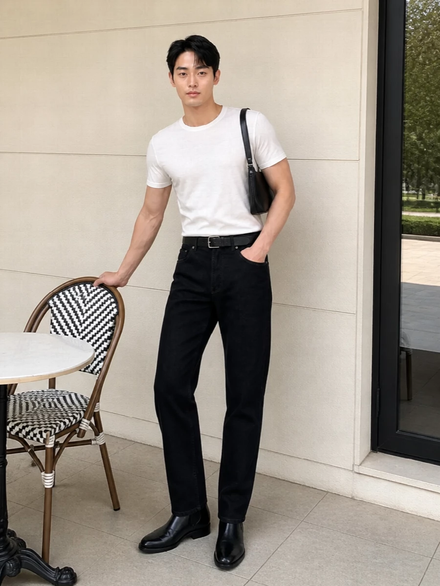 Jw anderson black jeans white tee chelsea boots