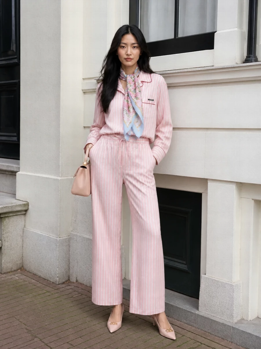 Dolce gabbana pink striped pajama set heels