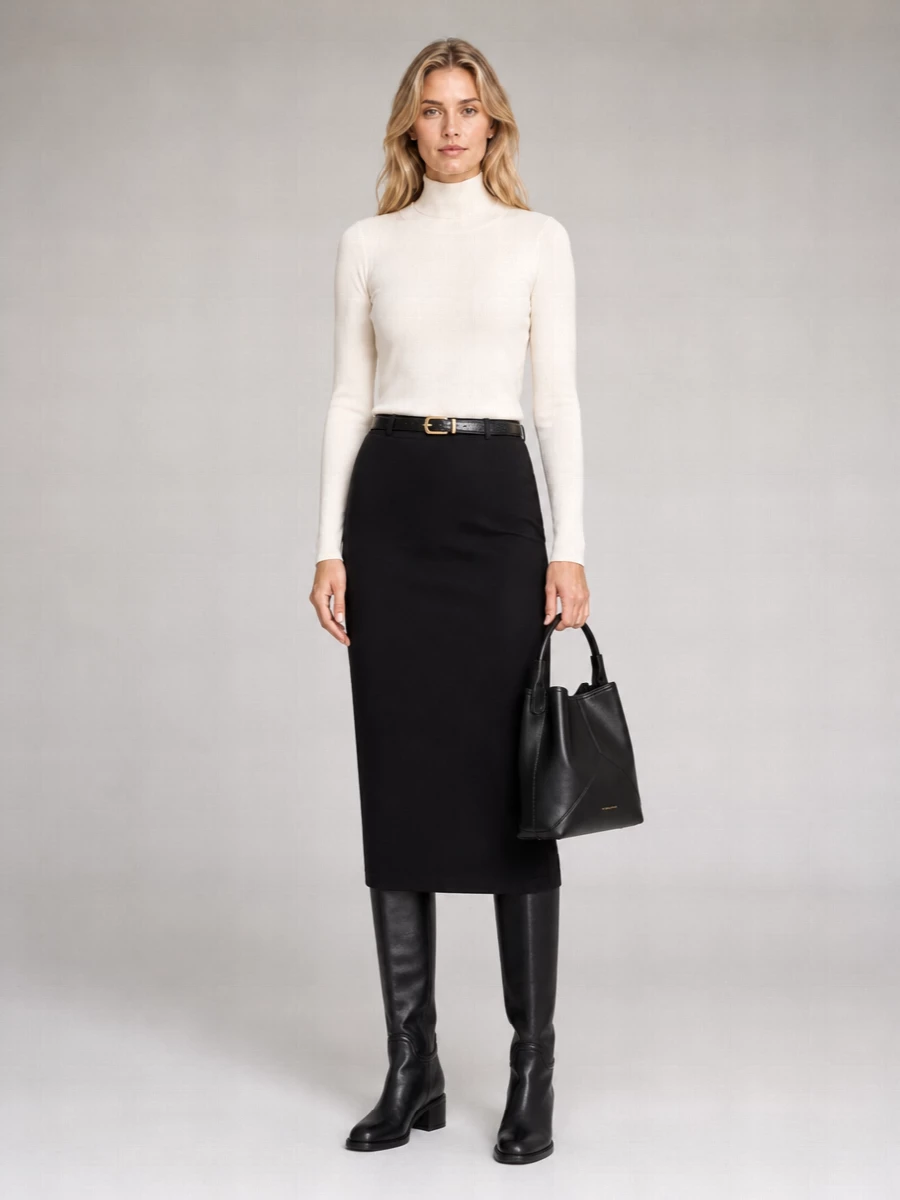 Vince wool draped fitted skirt
