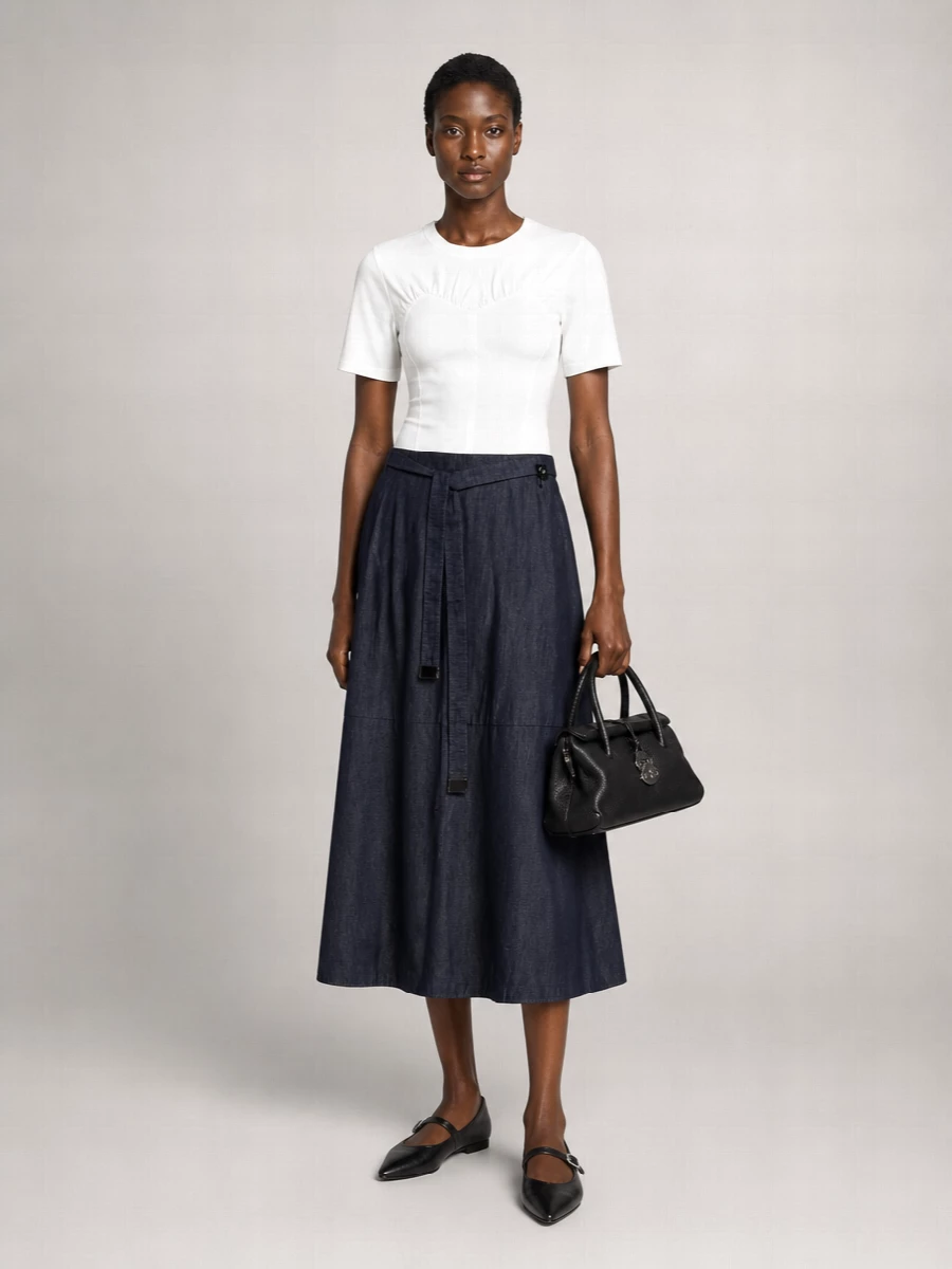 Emporio Armani Leather Square-Toe Ballerina Flats