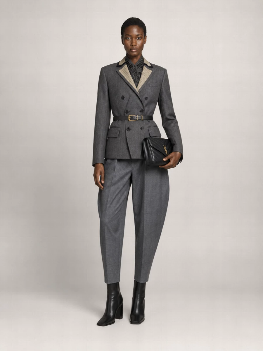 Sacai Wool Herringbone Suit Jacket