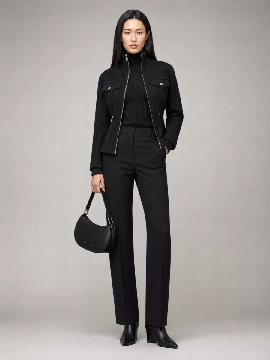 Jean Paul Gaultier Denim Ribbed Fitted Jacket