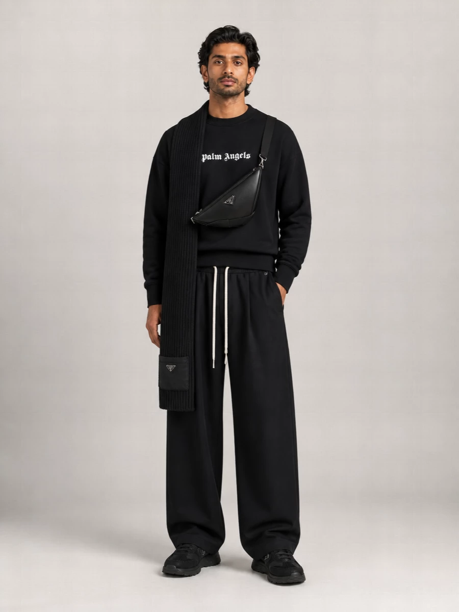 Palm Angels Cotton Oversized Logo-Print Crew-Neck Sweatshirt