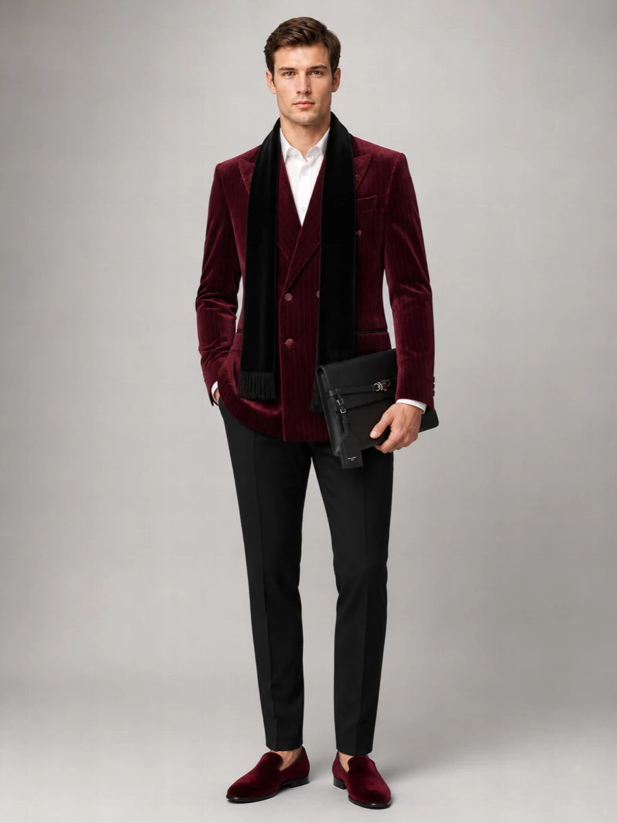 Brunello Cucinelli velvet pinstripe tuxedo jacket