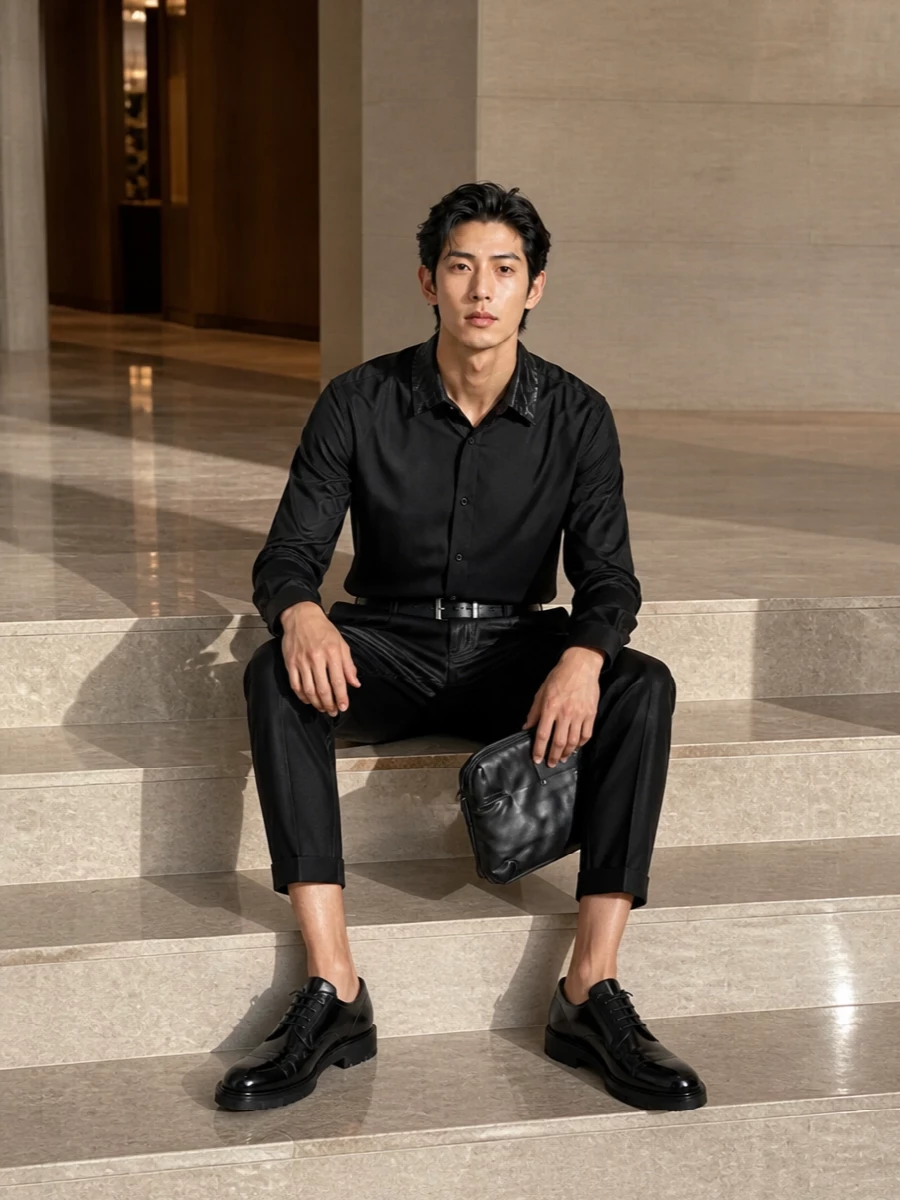 Maison margiela black tailored evening outfit men