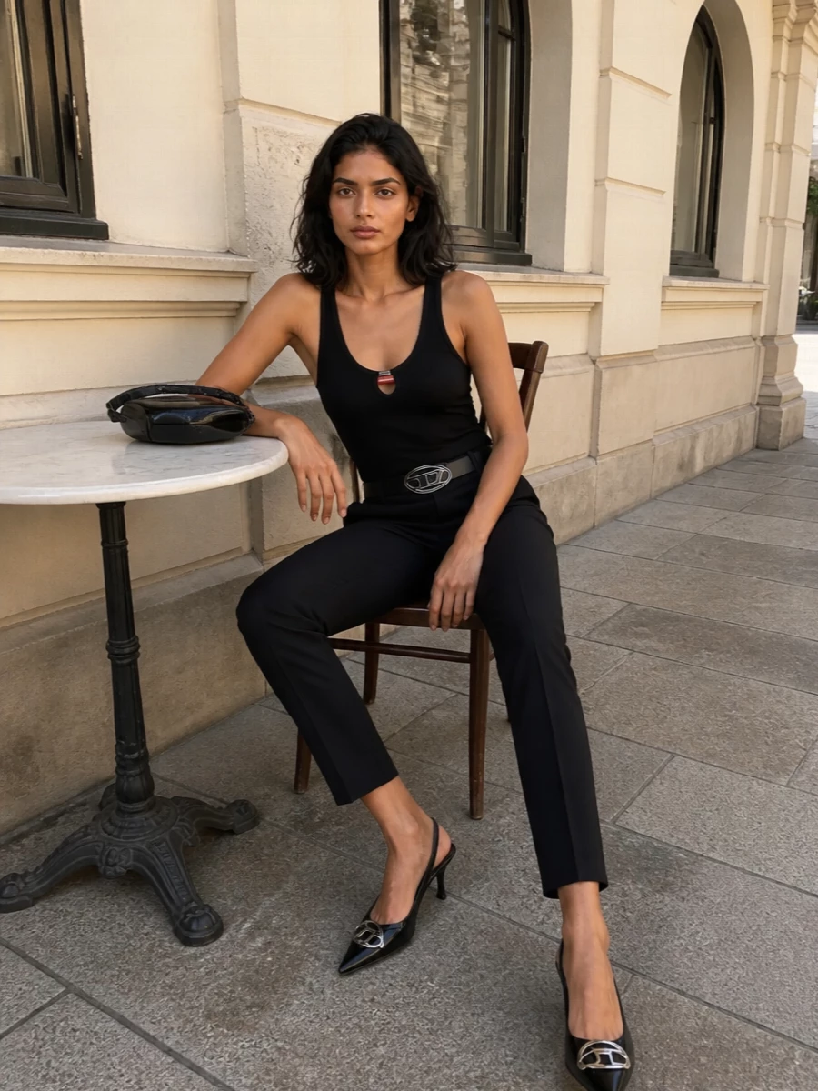 Diesel bodysuit black heels y2k bag outfit