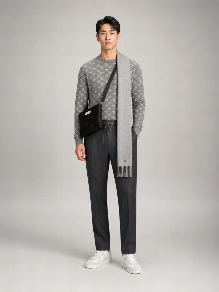 Marine Serre Wool Blend Jacquard Crewneck Jumper