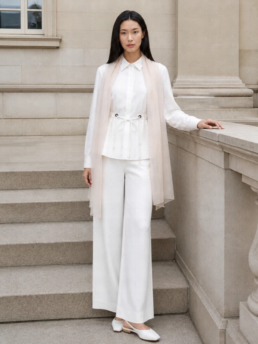 Max mara white wide leg trousers slingbacks