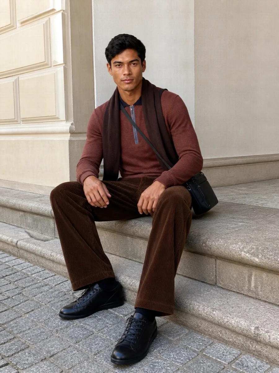Marni knit polo brown corduroy trousers