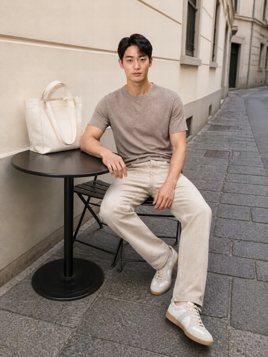 Haikure jeans woolrich tee margiela sneakers