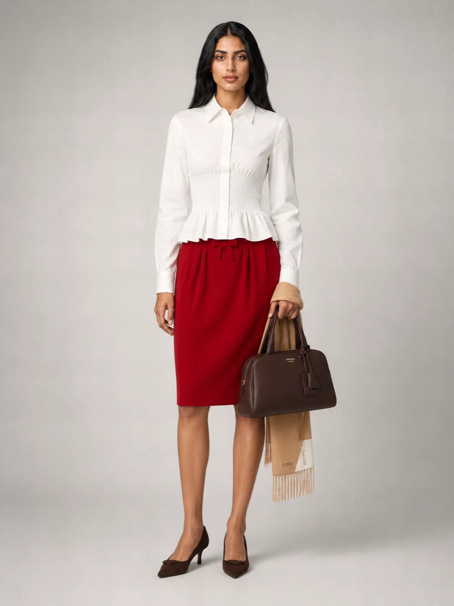 Prada Virgin Wool High-Rise Skirt