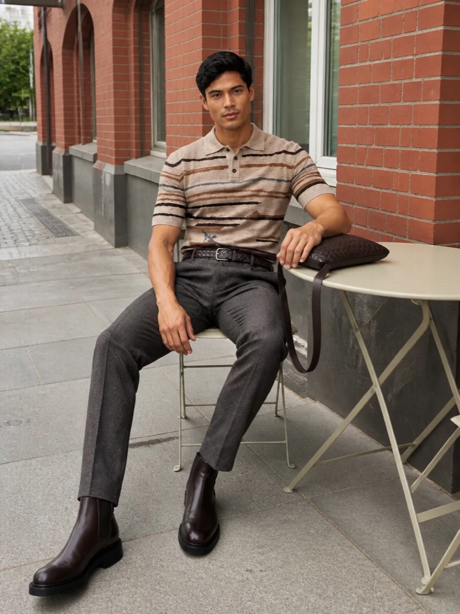 Bottega veneta knit polo charcoal trousers