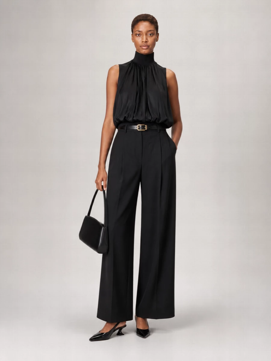 Sportmax silk ribbed halterneck sleeveless gathered top