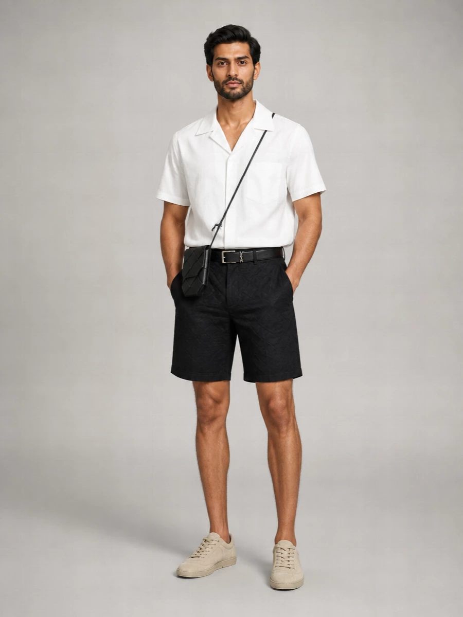 Casablanca Floral-Print Denim Tailored Shorts