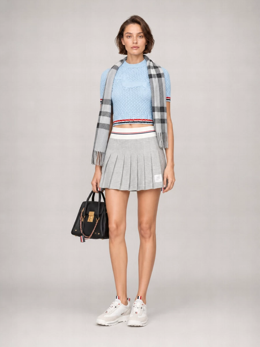 Thom Browne Pointelle Knit Short-Sleeve Jumper
