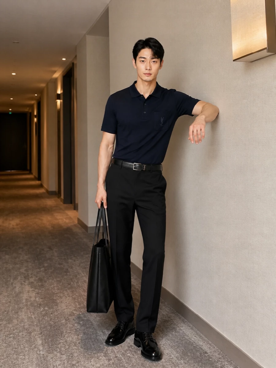 Saint laurent navy polo black tailored trousers