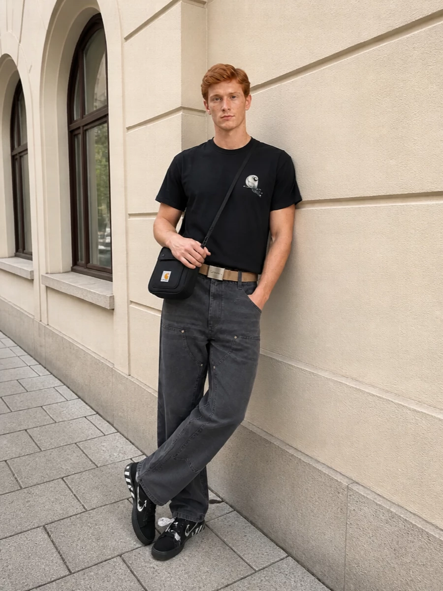Carhartt tee work pants off white sneakers