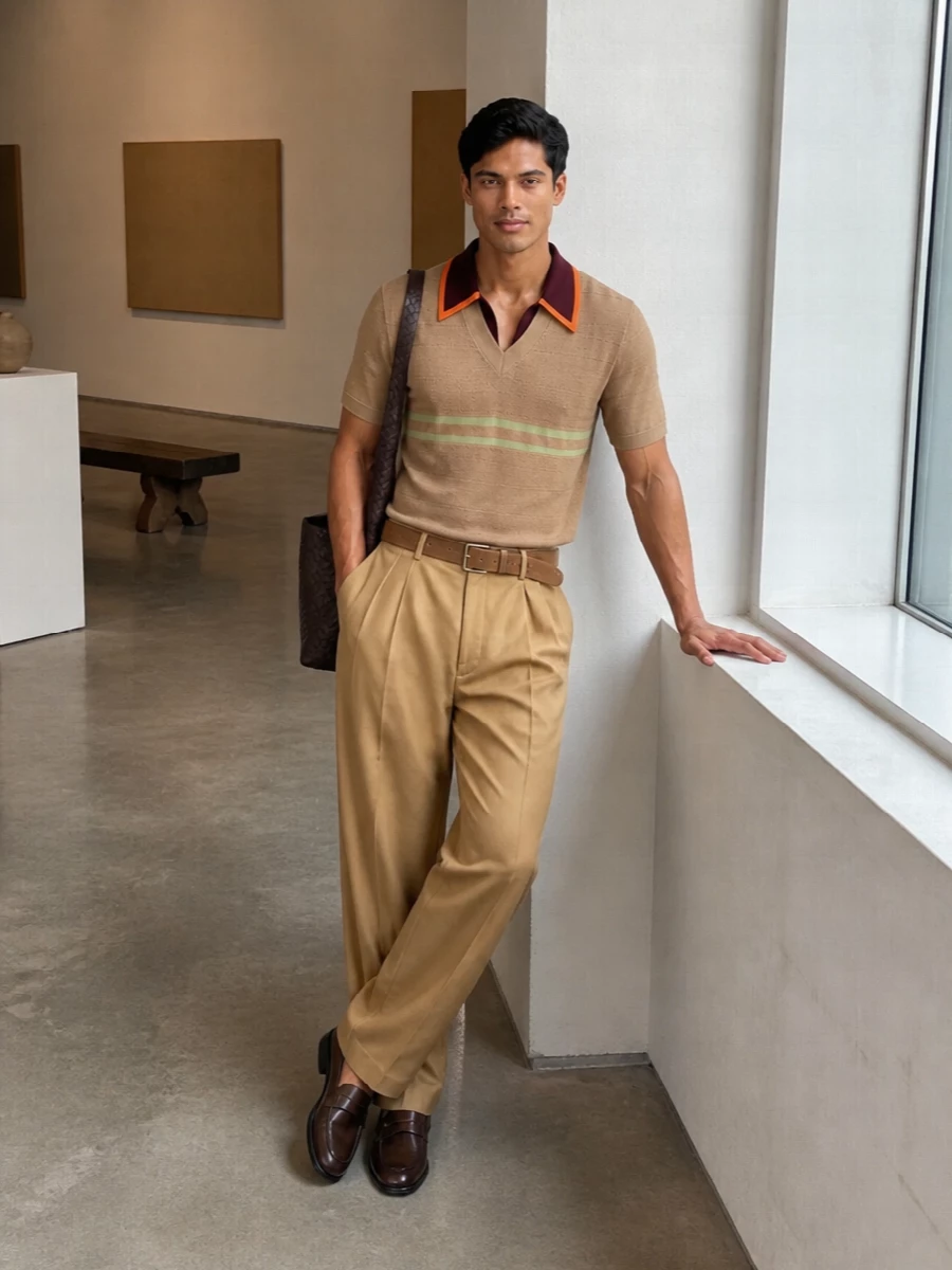 Dries van noten camel knit wide leg trousers outfit