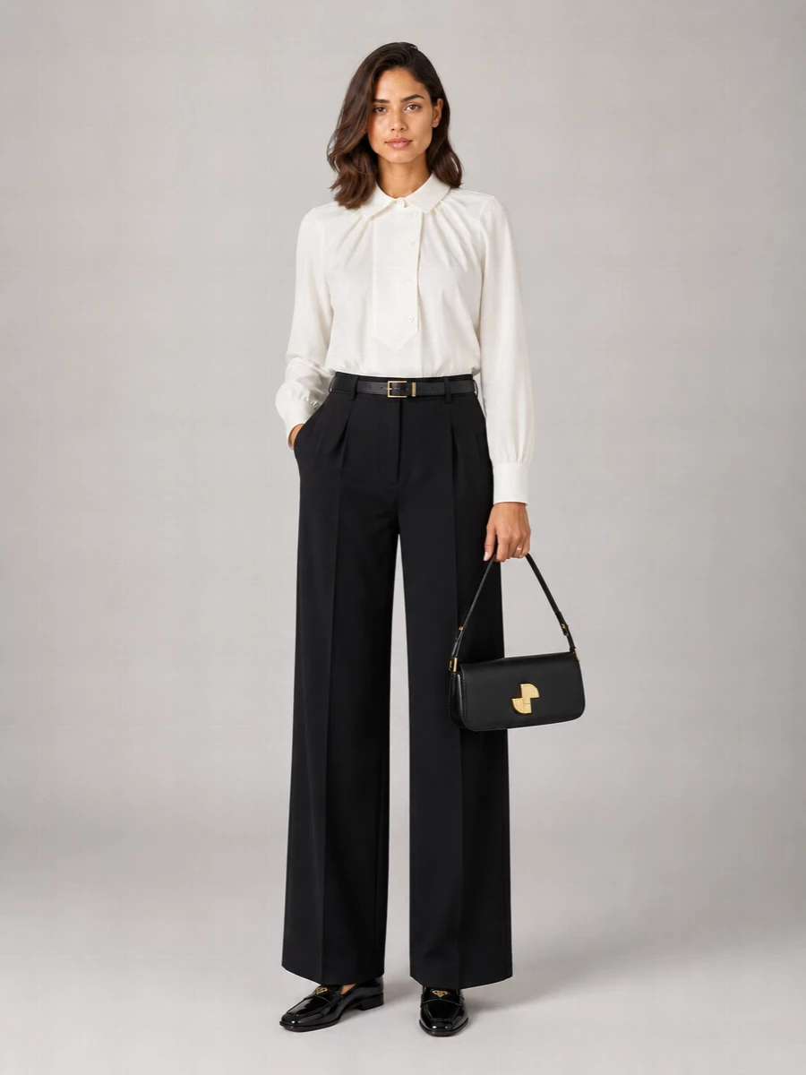 Patou Virgin Wool High-Rise Wide-Leg Trousers