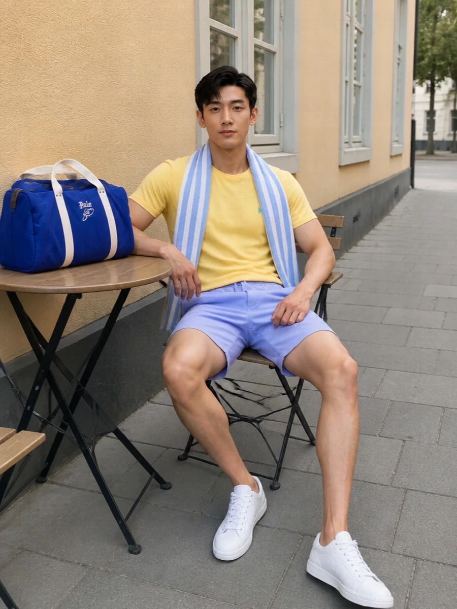 Polo ralph lauren pastel tee shorts white sneakers