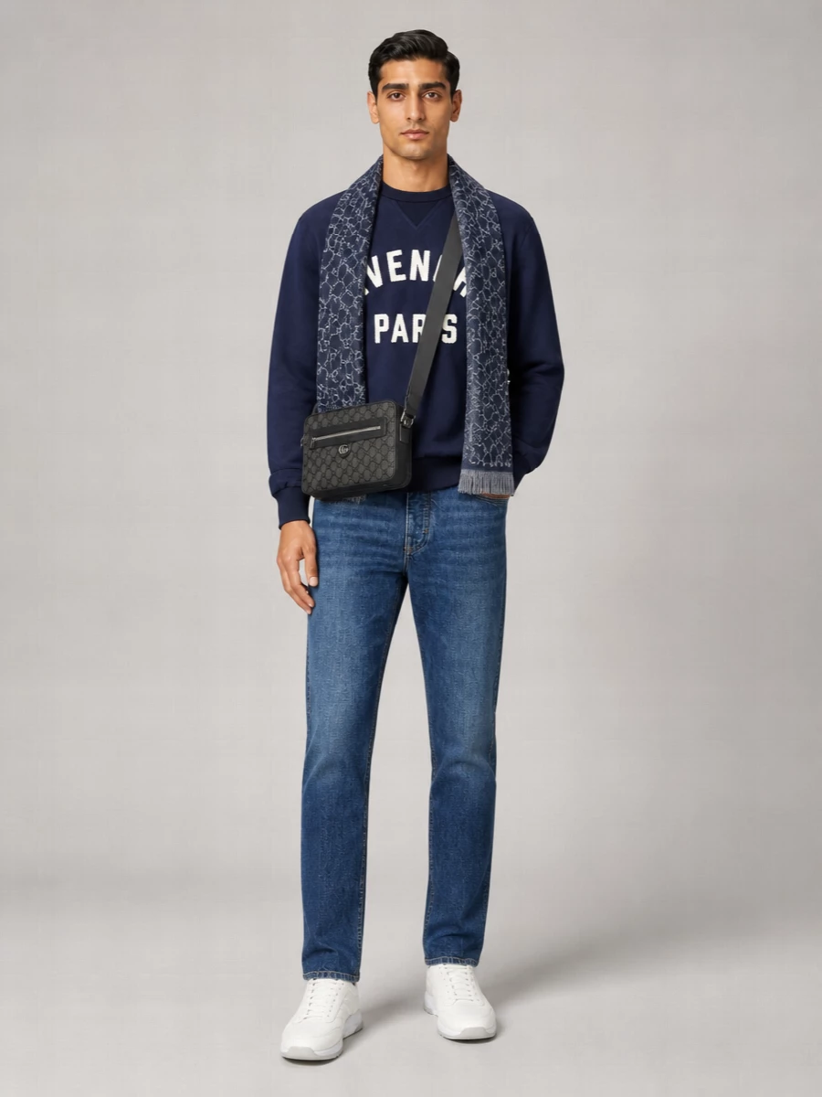 Givenchy Cotton Blend Logo Patch Crewneck Sweatshirt